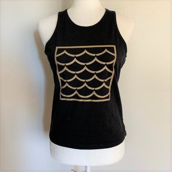 Seaworthy Other - Seaworthy Gold Waves Graphic Black Tank Top